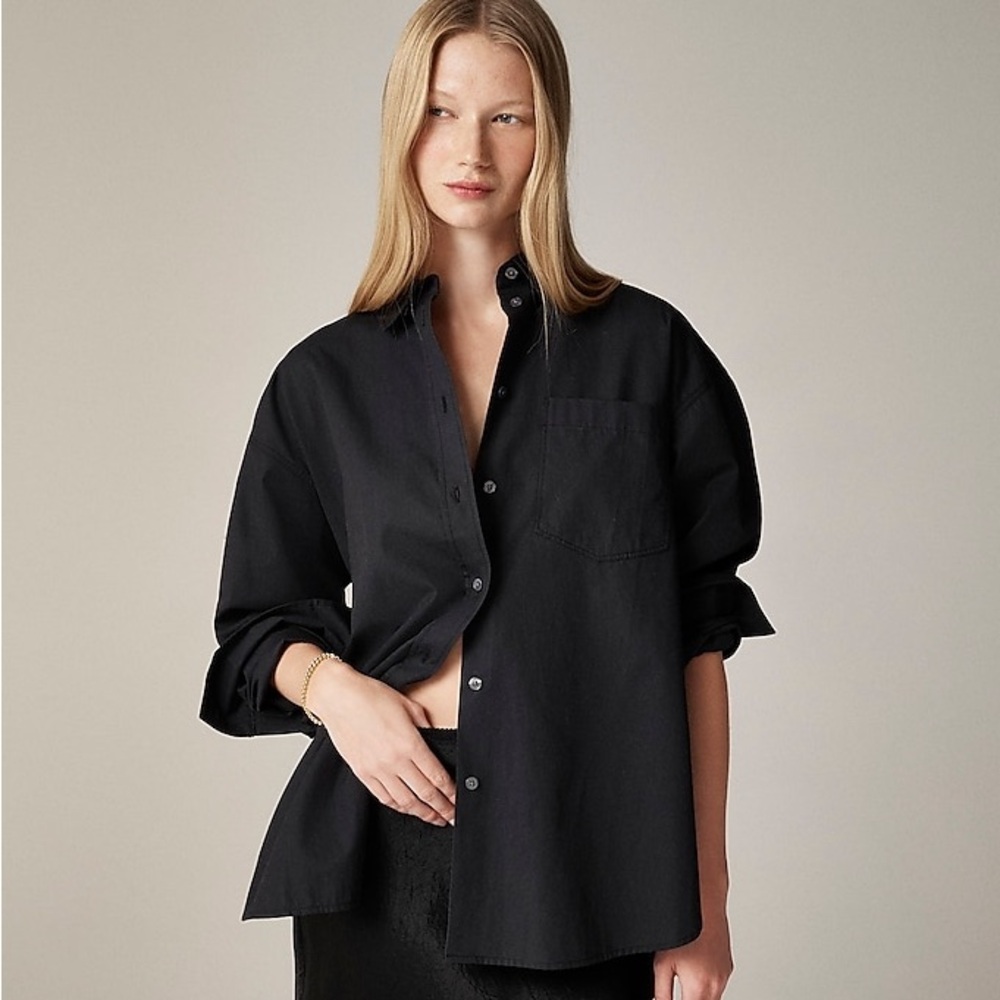J Crew Étienne Oversized Shirt in Lightweight Oxford Size Small in Black